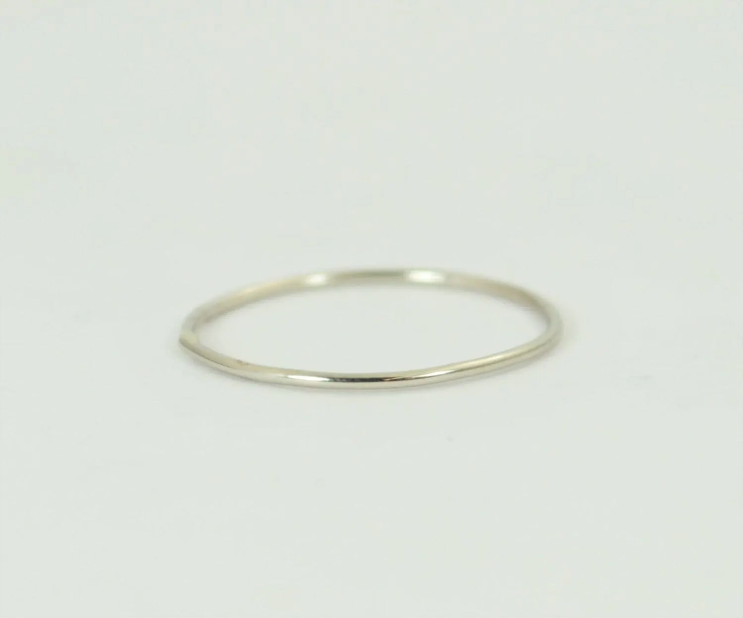 Super Thin 14k White Gold Round Stacking Ring, Minimalist Band - image 4