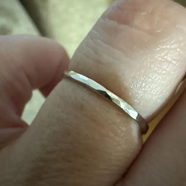 Hammered Platinum Stacking Ring: Solid 950 Platinum Band - image 4