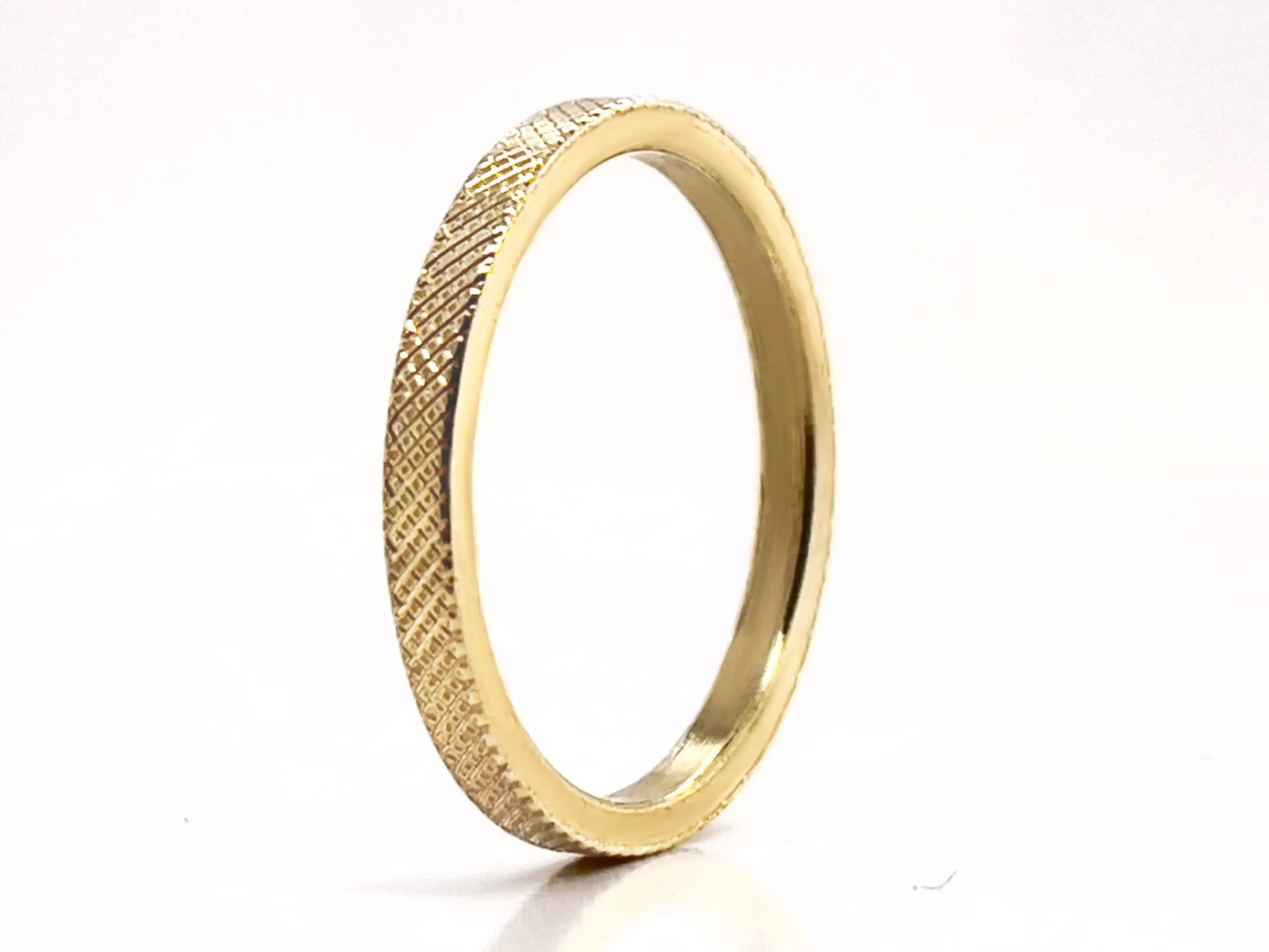 Florentine Finish Solid Gold Band, Minimalist Wedding Ring