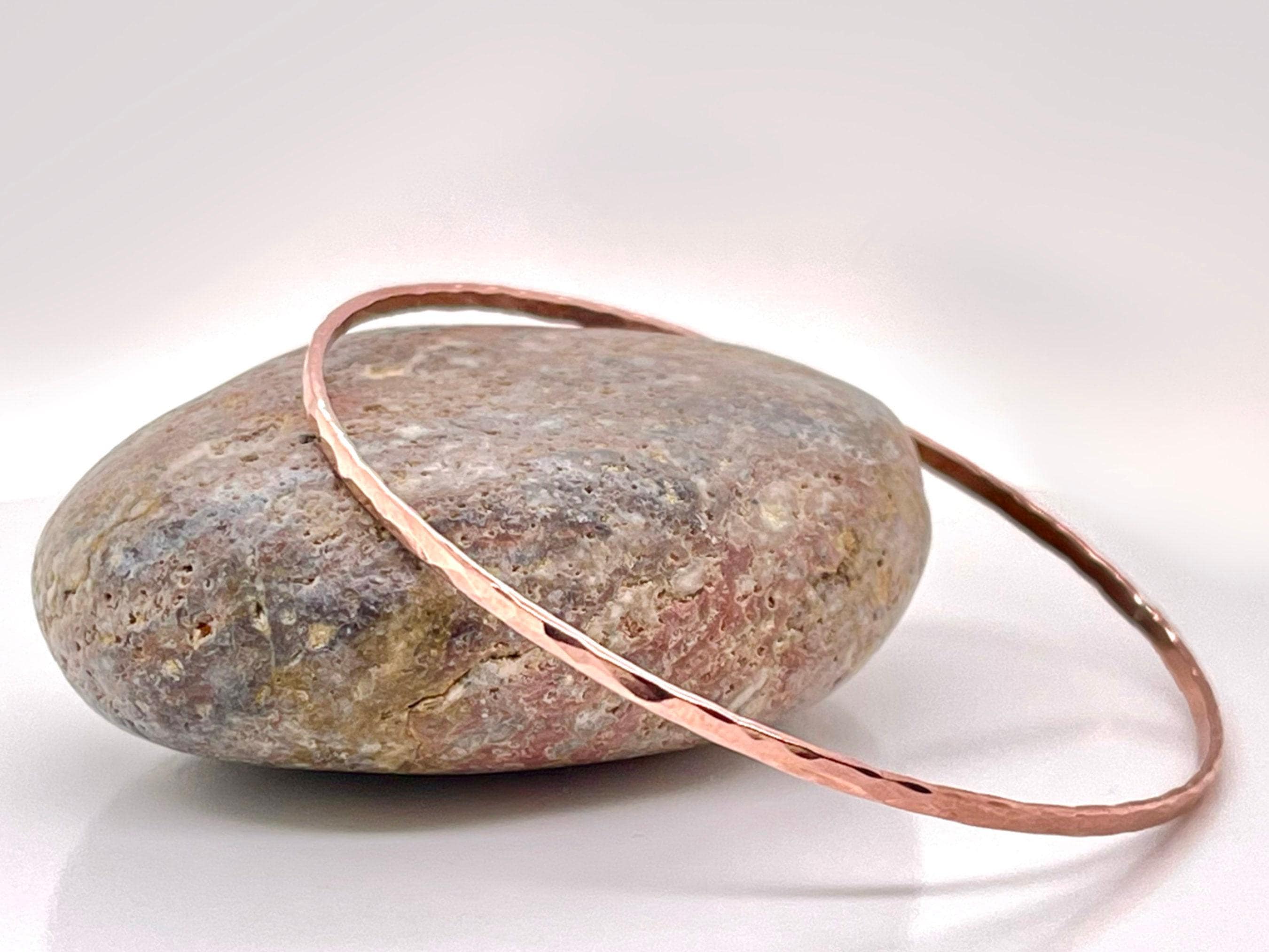 Hammered Copper Stacking Bangle, Rustic Style