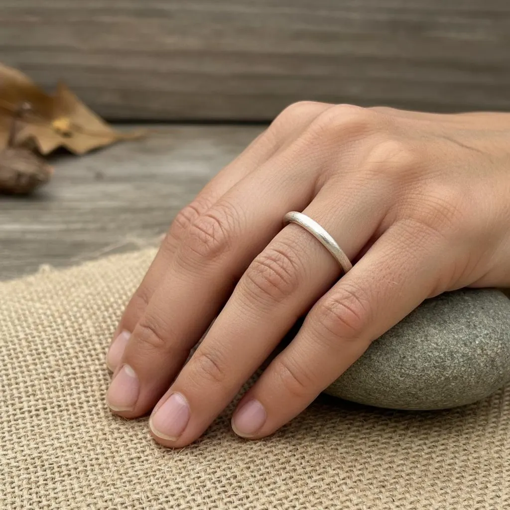 Minimalist Ring, Brushed Finish,  2mm Palladium Sterling Silver Band, Hypoallergenic, Durable, High-Shine option.