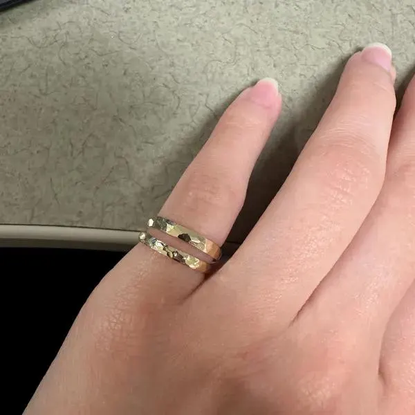 Hammered 14k Gold Filled Stacking Ring - Super Thick Gold Band - image 3