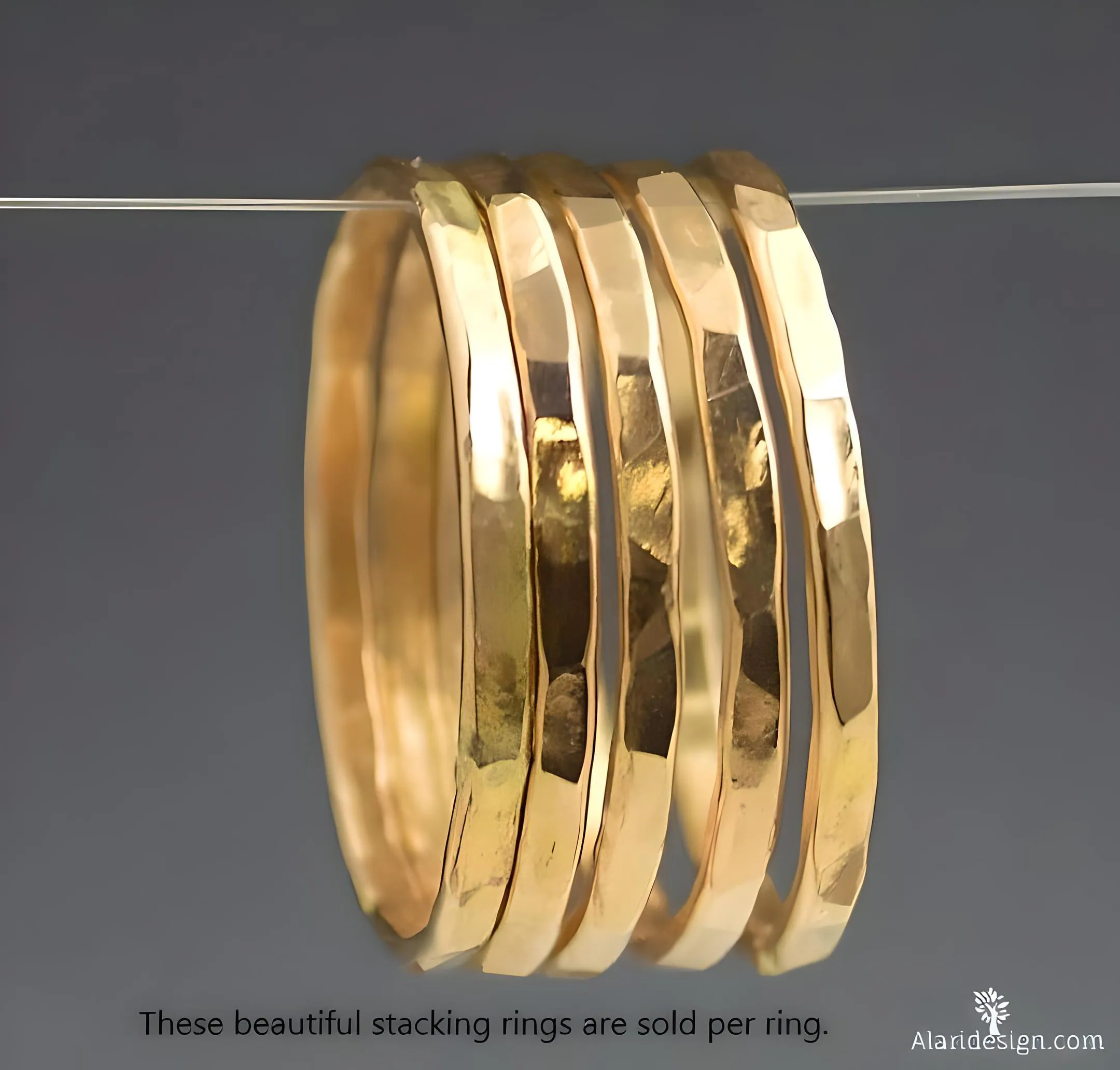 14k Gold Filled Stacking Ring, Hammered Gold Band