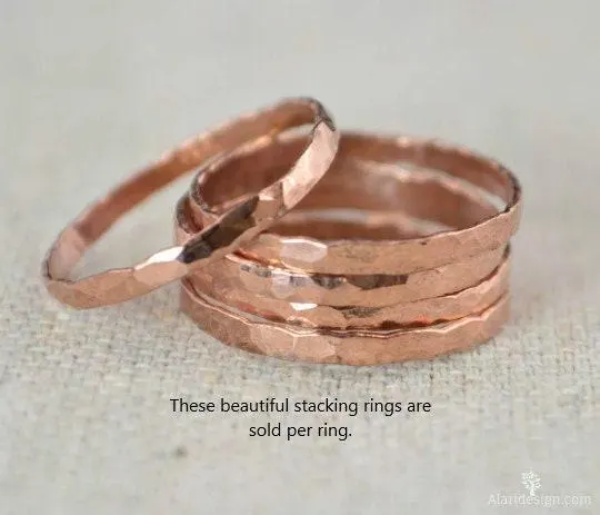 Hammered Copper Stacking Ring: Thick Band, Rustic Jewelry - image 5