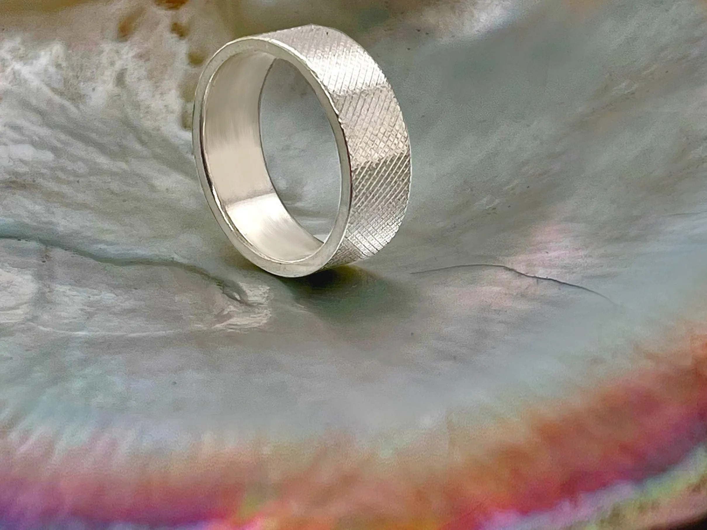Florentine Engraved Sterling Silver Wedding Band, 6mm, Engraving Available