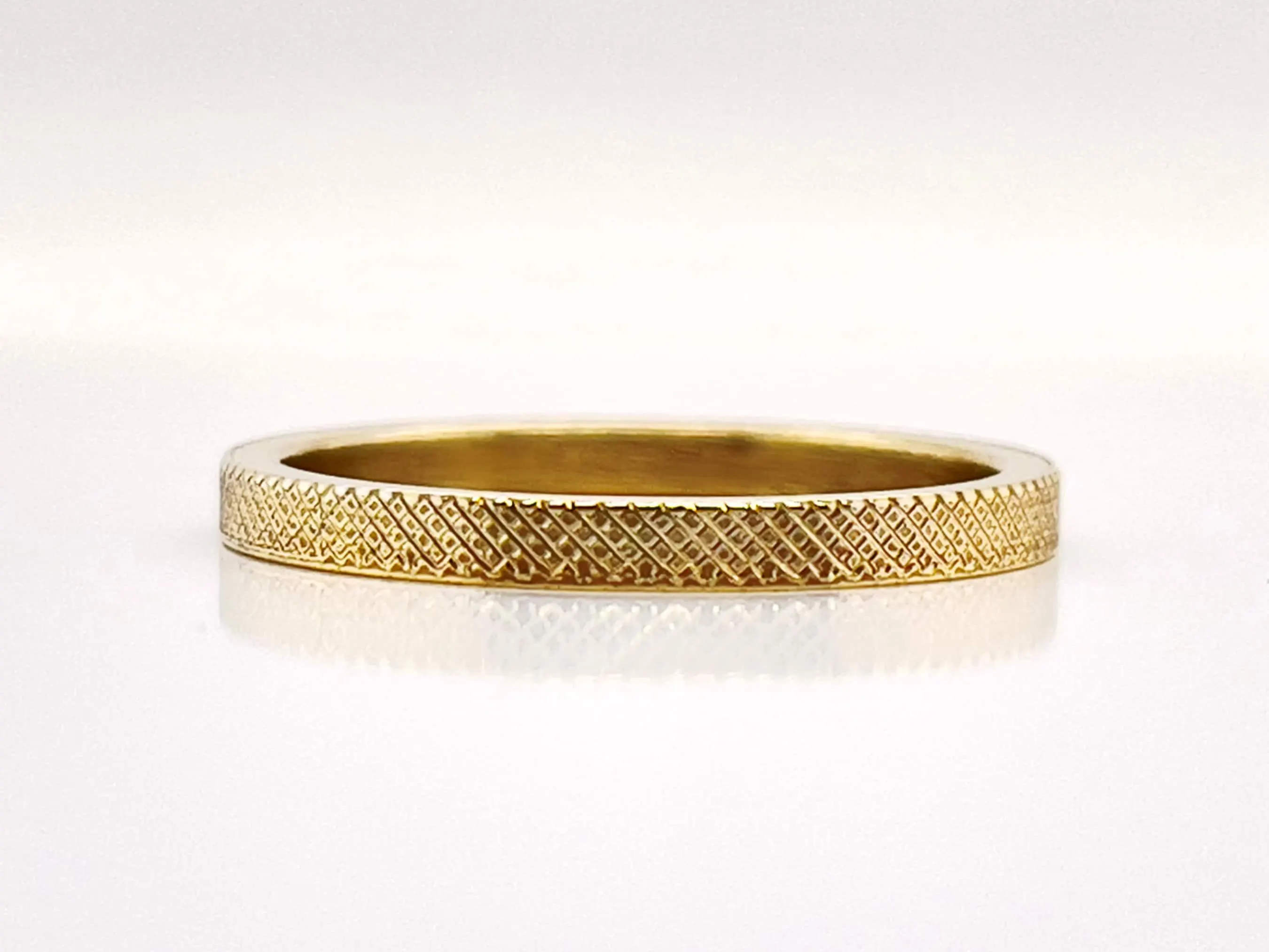Florentine Finish Solid Gold Band, Minimalist Wedding Ring - image 5