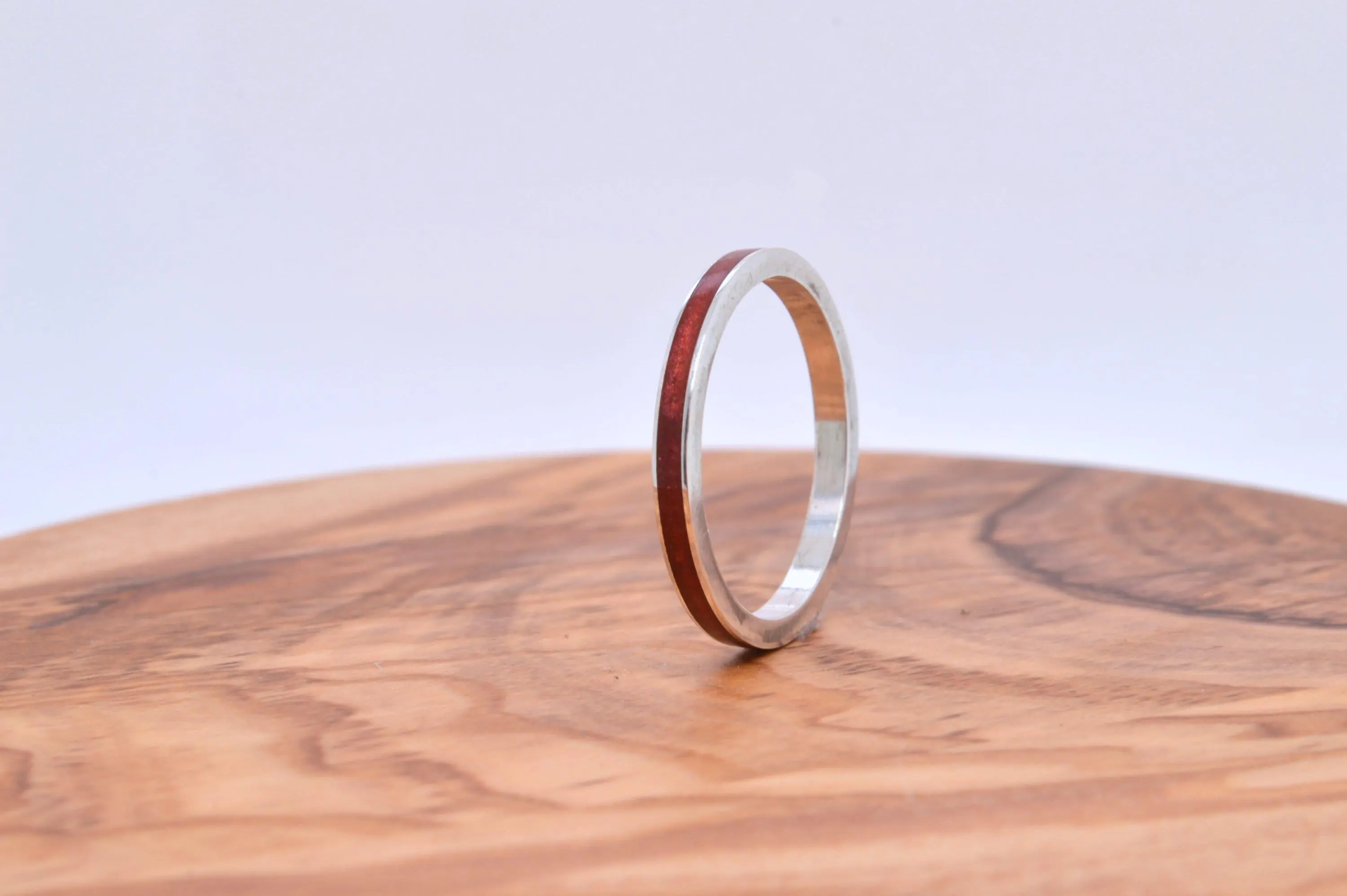 Garnet Sterling Silver Ring, Thin Eternity Wedding Band, Handmade - image 3
