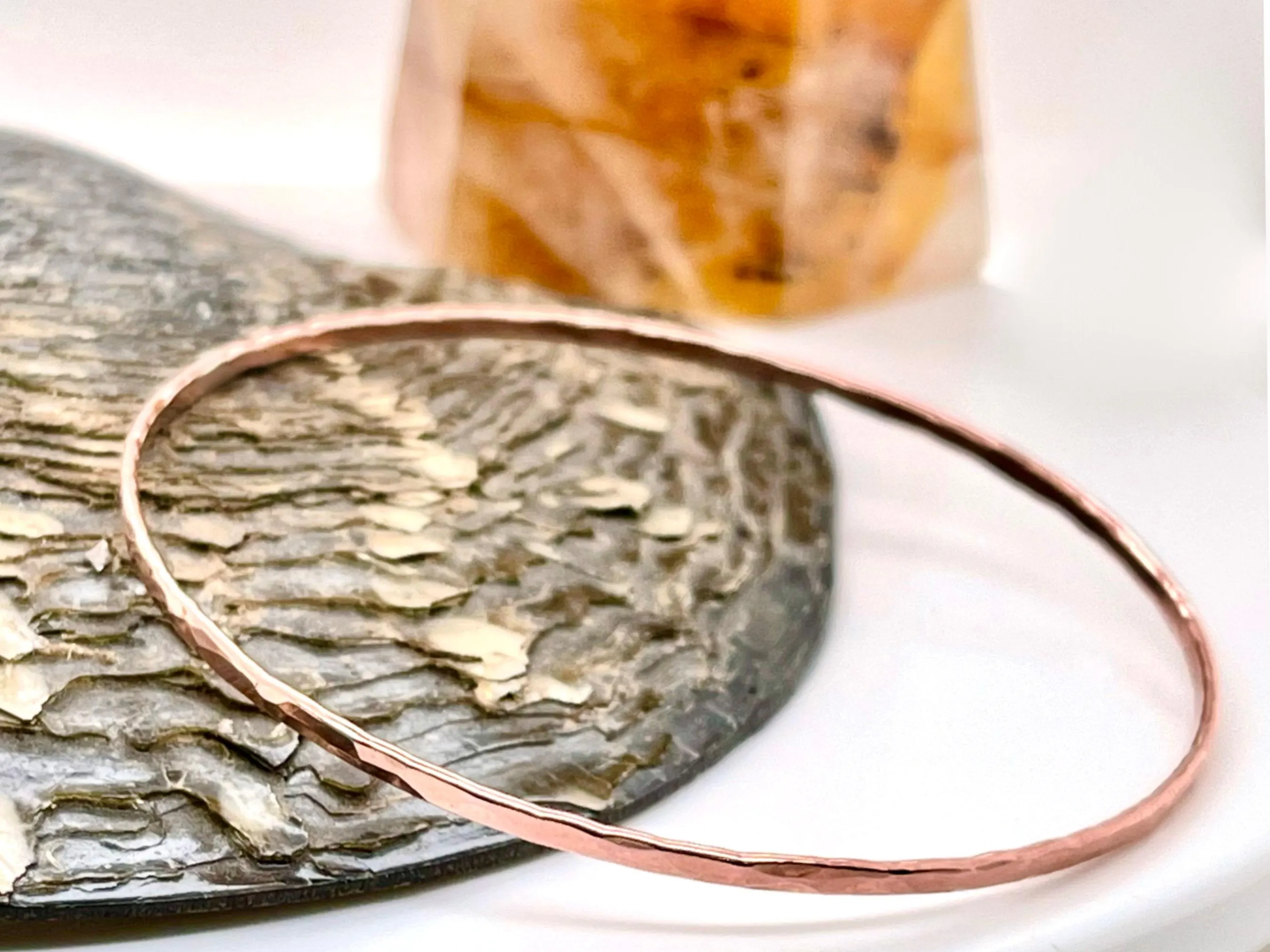 Hammered Copper Stacking Bangle, Rustic Style - image 4