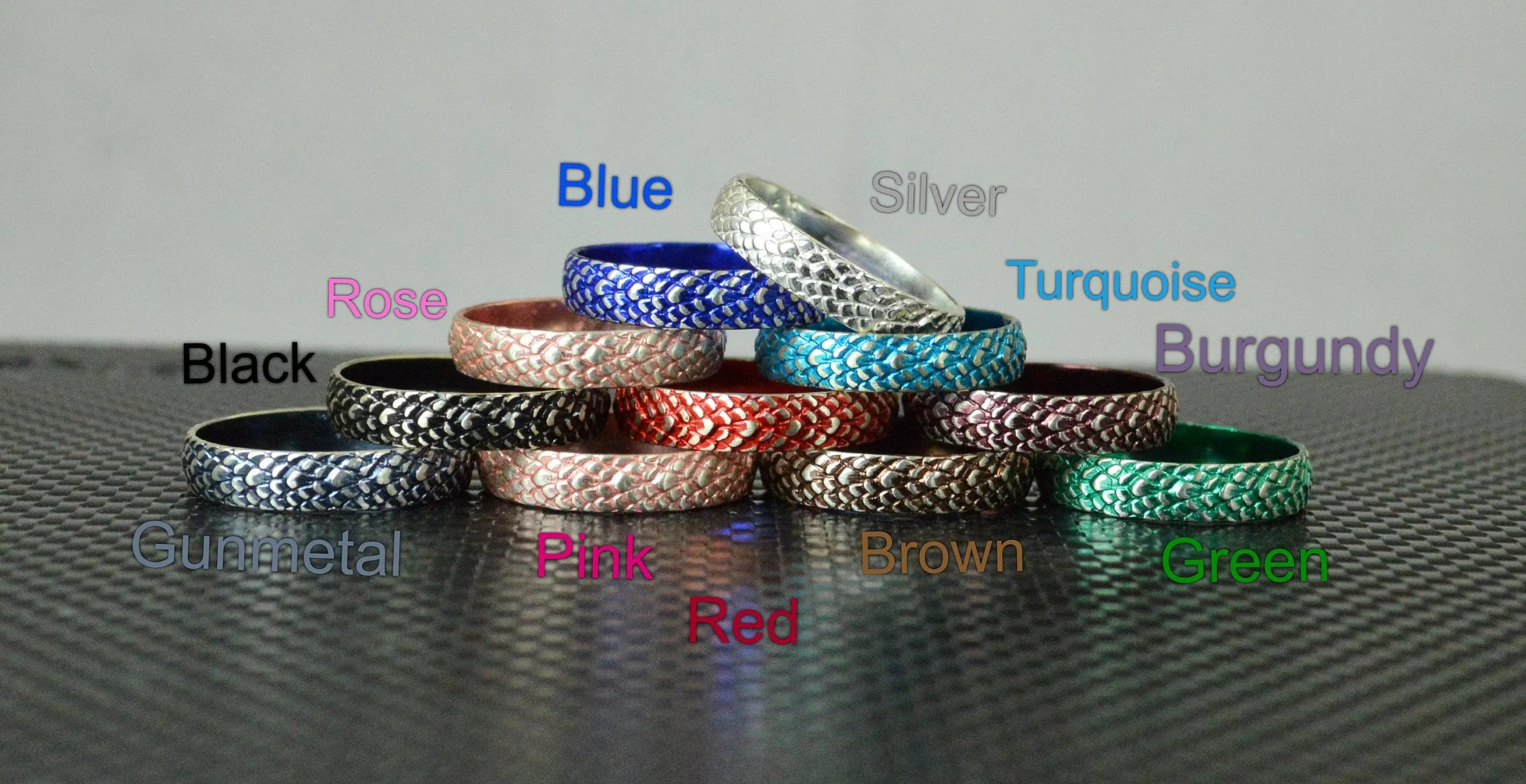 Black Dragon Scale Sterling Silver Ring - Boho Snake Skin Band - image 3