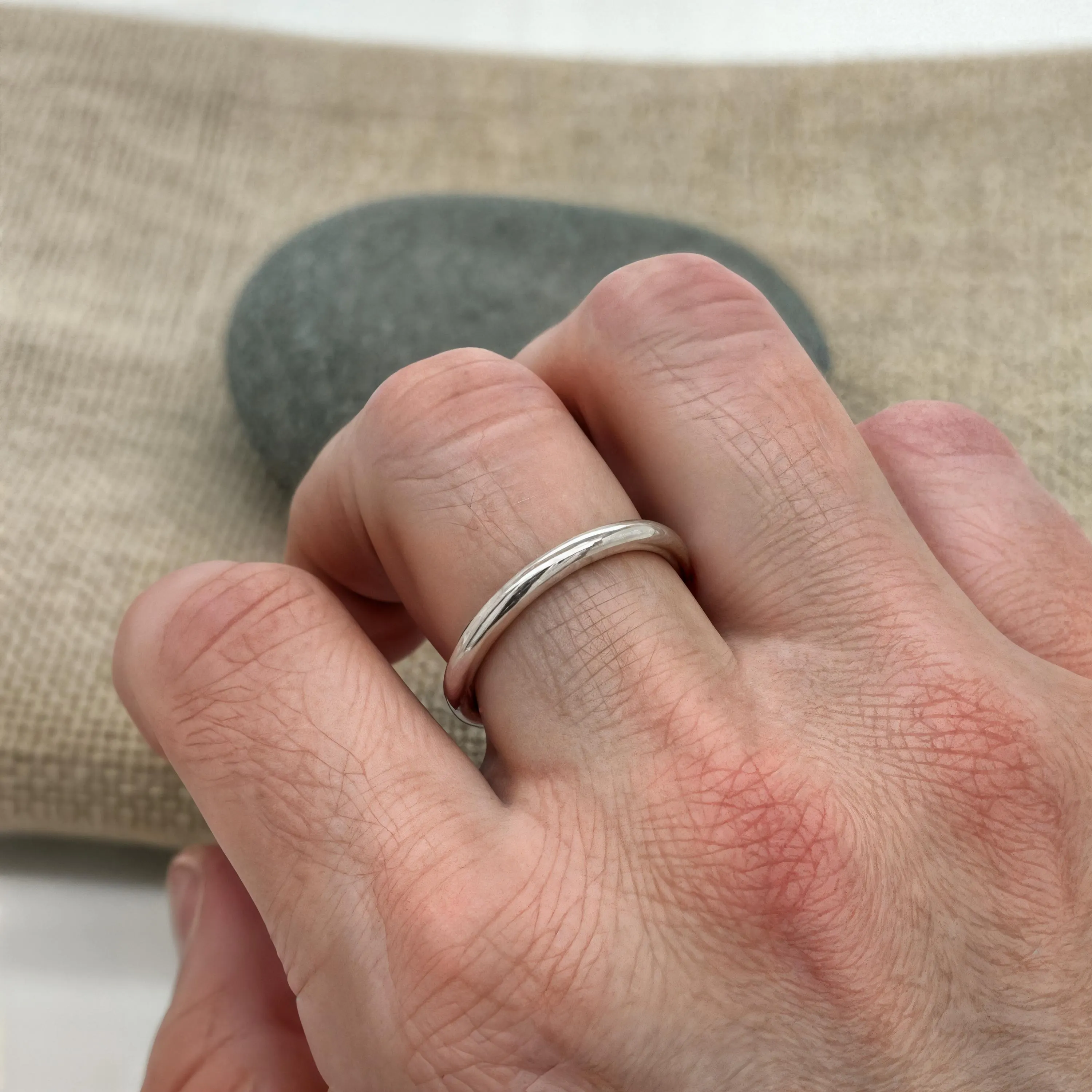 Minimalist Round Ring, 2mm Palladium Sterling Silver Band, Hypoallergenic, Durable, High-Shine or Brushed Finish