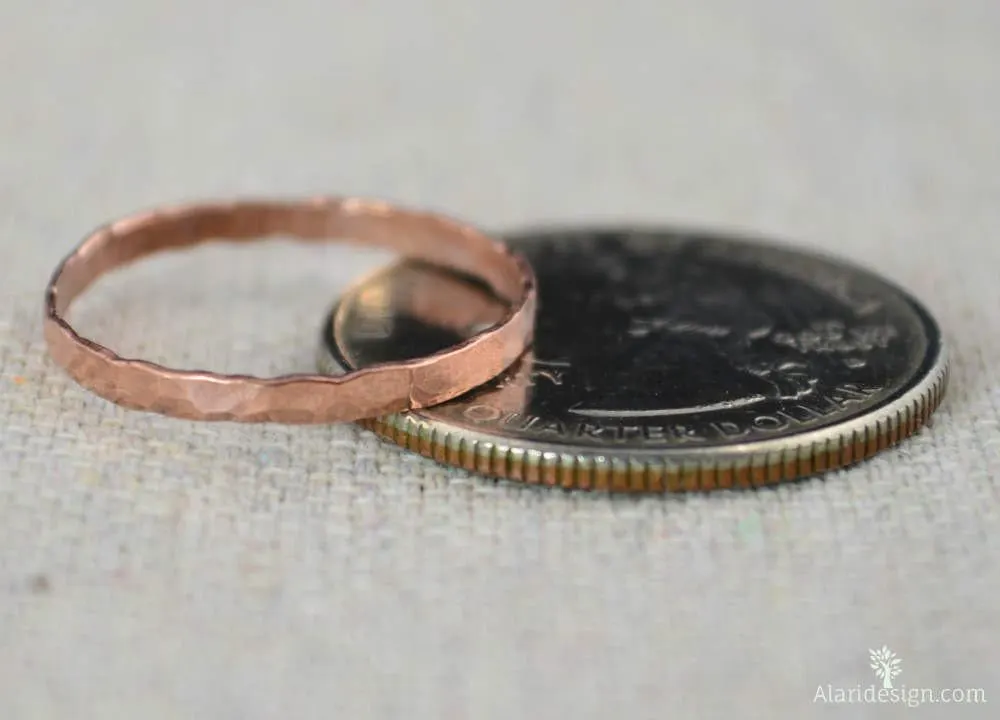 Hammered Copper Stacking Ring: Thick Band, Rustic Jewelry - image 2