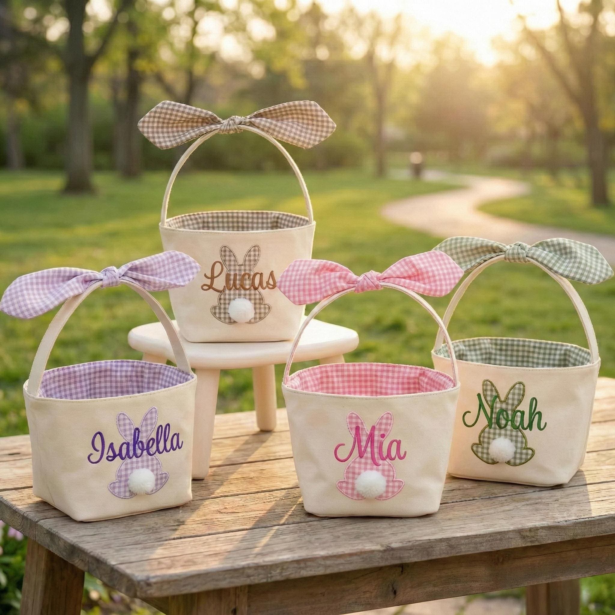 Personalized Easter Basket Liner and Bow, Custom Easter Basket Liner with Name, Monogram Easter Basket for Kids, Baby Boy Girl Tag