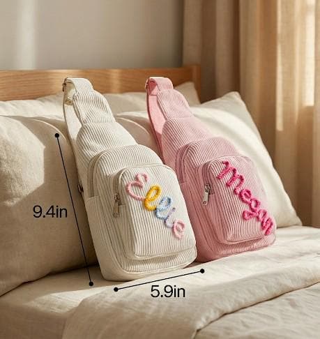 Custom Name Toddler Purse, Corduroy Crossbody, Personalized Kids Mini Sling Bags for Christmas Gift - image 4