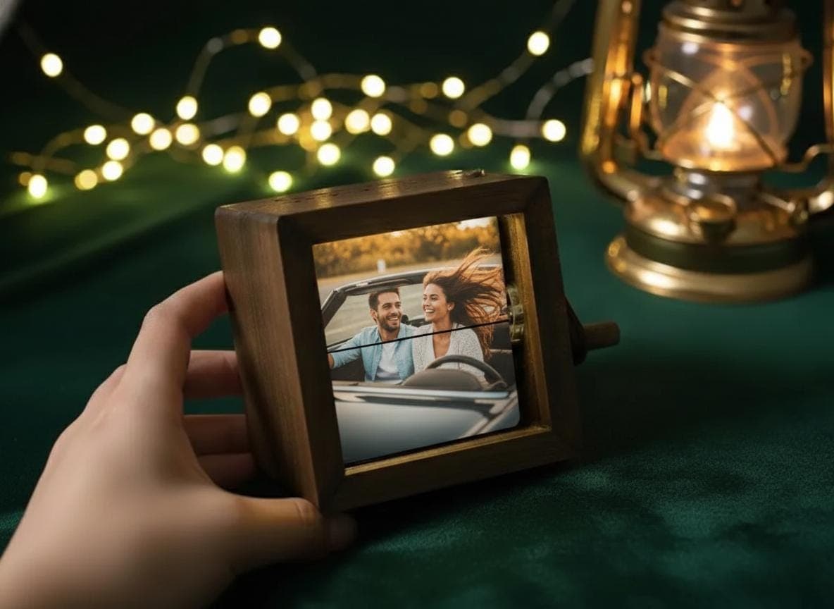 Wedding favours Personalized Photo Flipbook Box, Custom Wooden Animation Crank Box - image 5