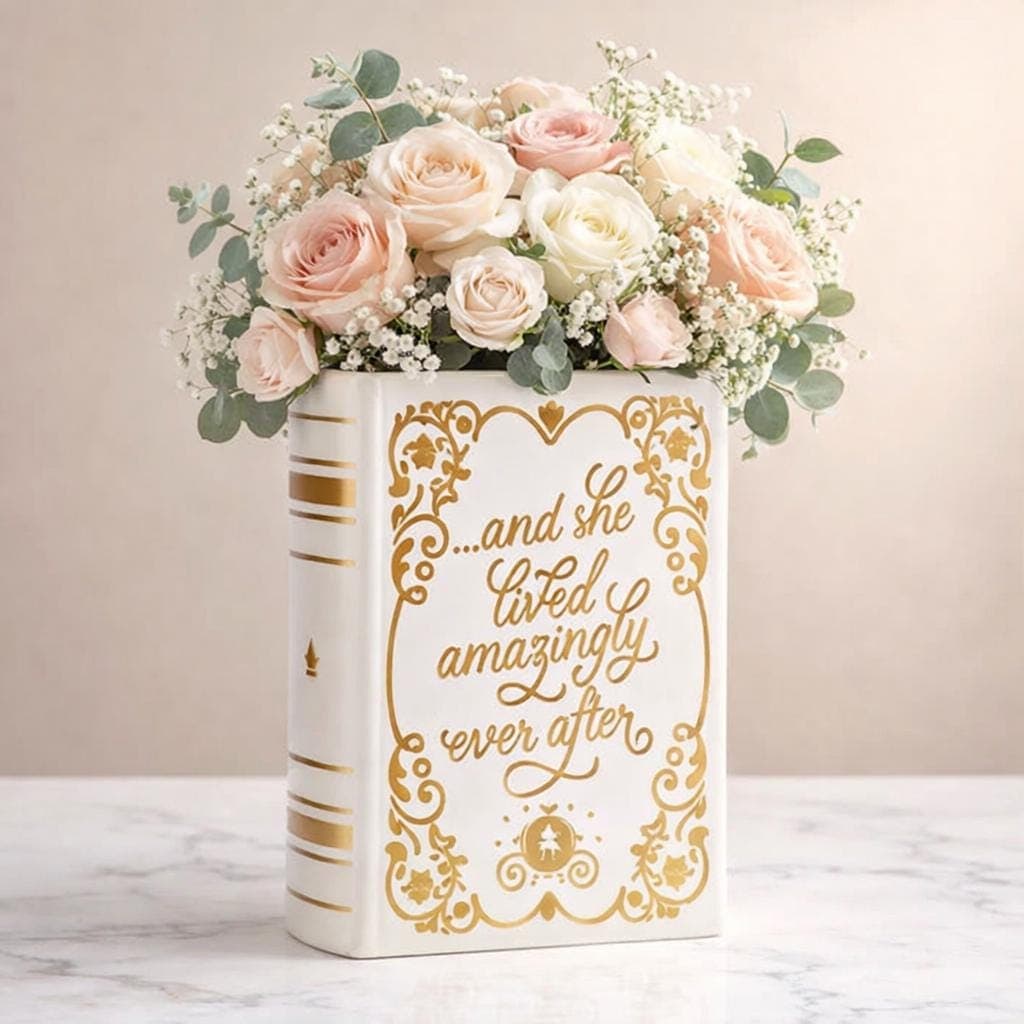 Book Vase Decorative Flower Vase, Literary Book Style Vase, Ceramic Home Decor, Book Lover Gift
