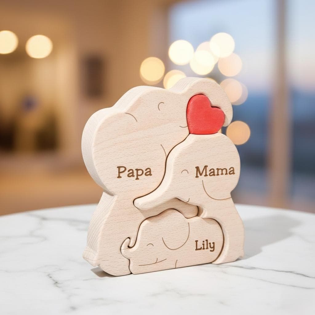First Mothers Day Gift New Mom, Personalized Elephant Family Puzzle Wood, Custom Family Names Keepsake, Mama Baby Elephant Gift - image 4