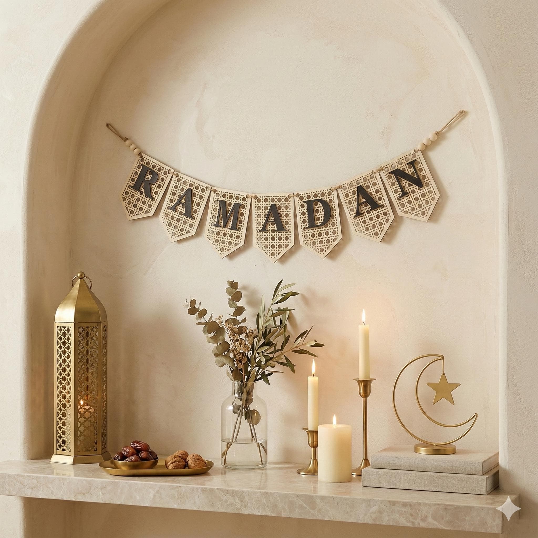 Ramadan Garland Banner Decor, Wooden Ramadan Mubarak Hanging Decoration for Home, Kids & Party - image 4