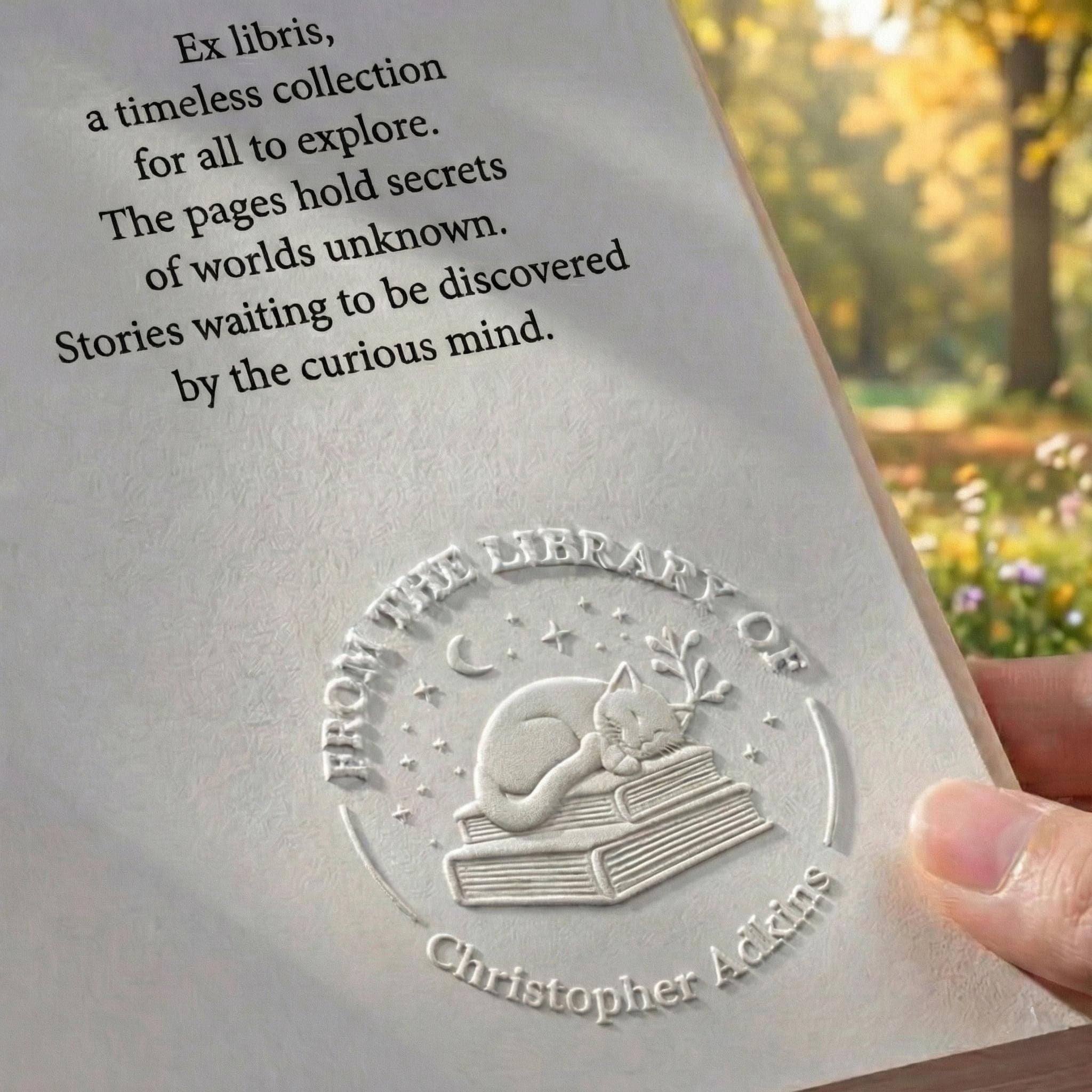 Embosser Stamp for Personal Library, Ex Libris Design, Initials Name Seal, Book Lover Gift - image 3