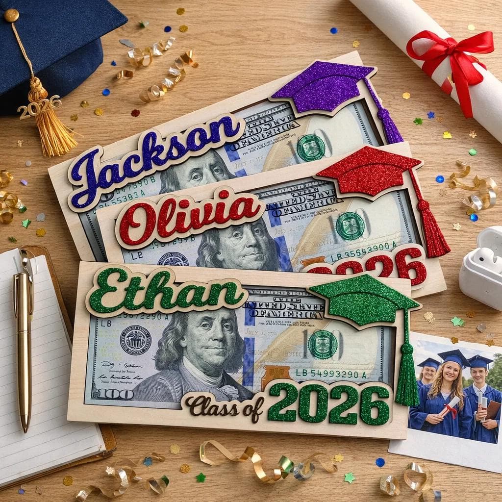 Personalized Graduation Money Holder 2026, Custom Name Cash Holder, Class of 2026 Graduation Gift, Senior Money Gift, High School Grad Gift