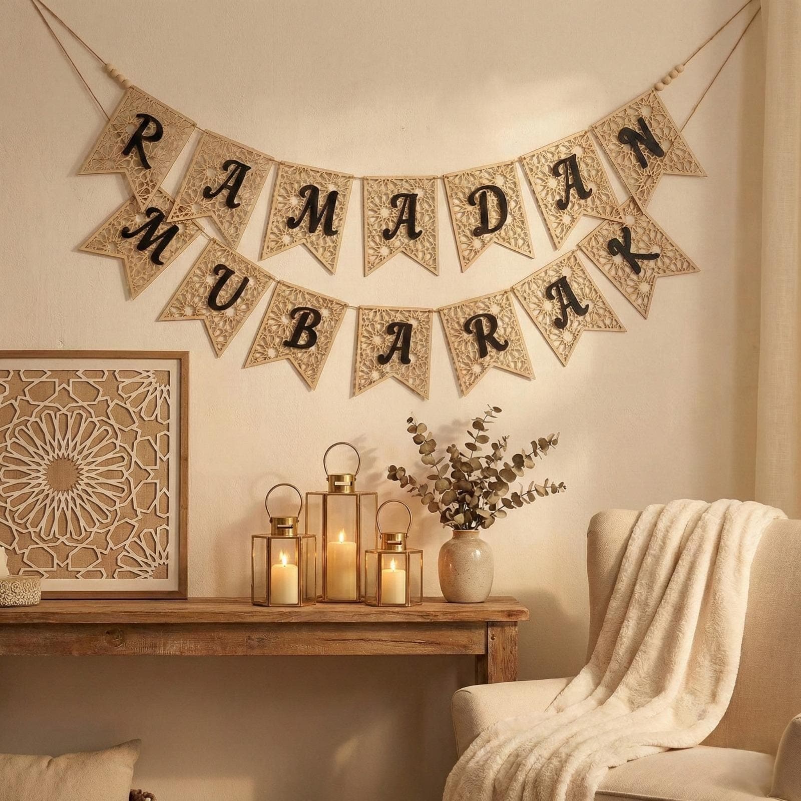 Ramadan Mubarak Garland, Ramadan Decor Banner for Home, Eid Ramadan Decorations, Islamic Wall Hanging, Muslim Ramadan Party Decor - image 3