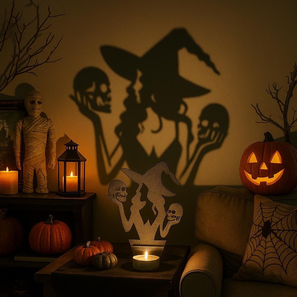 Witch Shadow Tealight Candle Holder: Spooky Halloween Decor - image 5