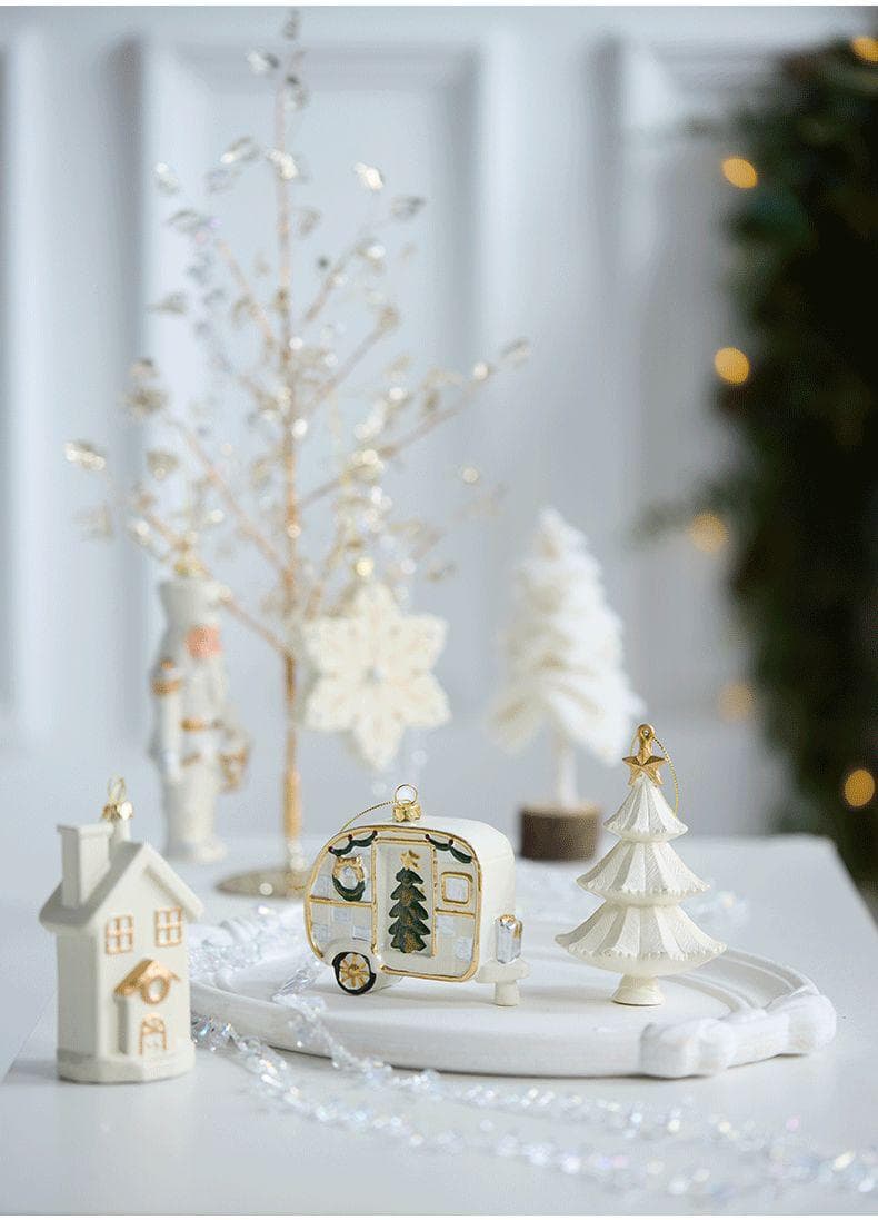 Elegant White & Gold Christmas Ornaments Set Xmas Tree Decor Holiday Hanging Decorations for Home - image 4
