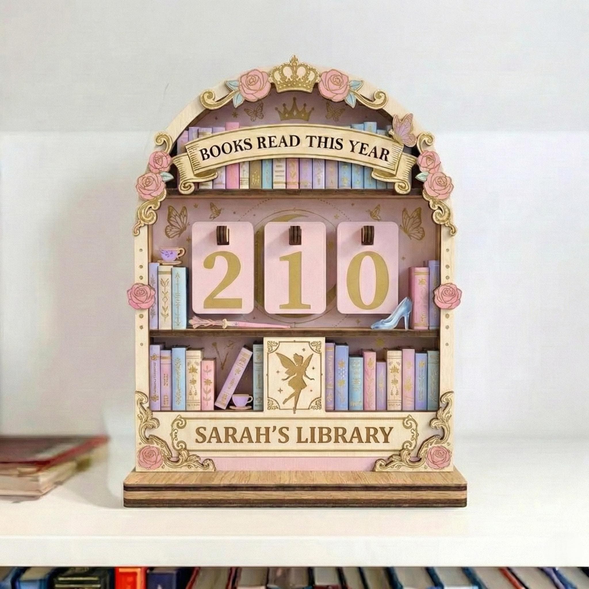 Personalized Book Counter Sign, Books Read This Year Tracker, Wooden Book Tracker for Library Decor & Book Lovers