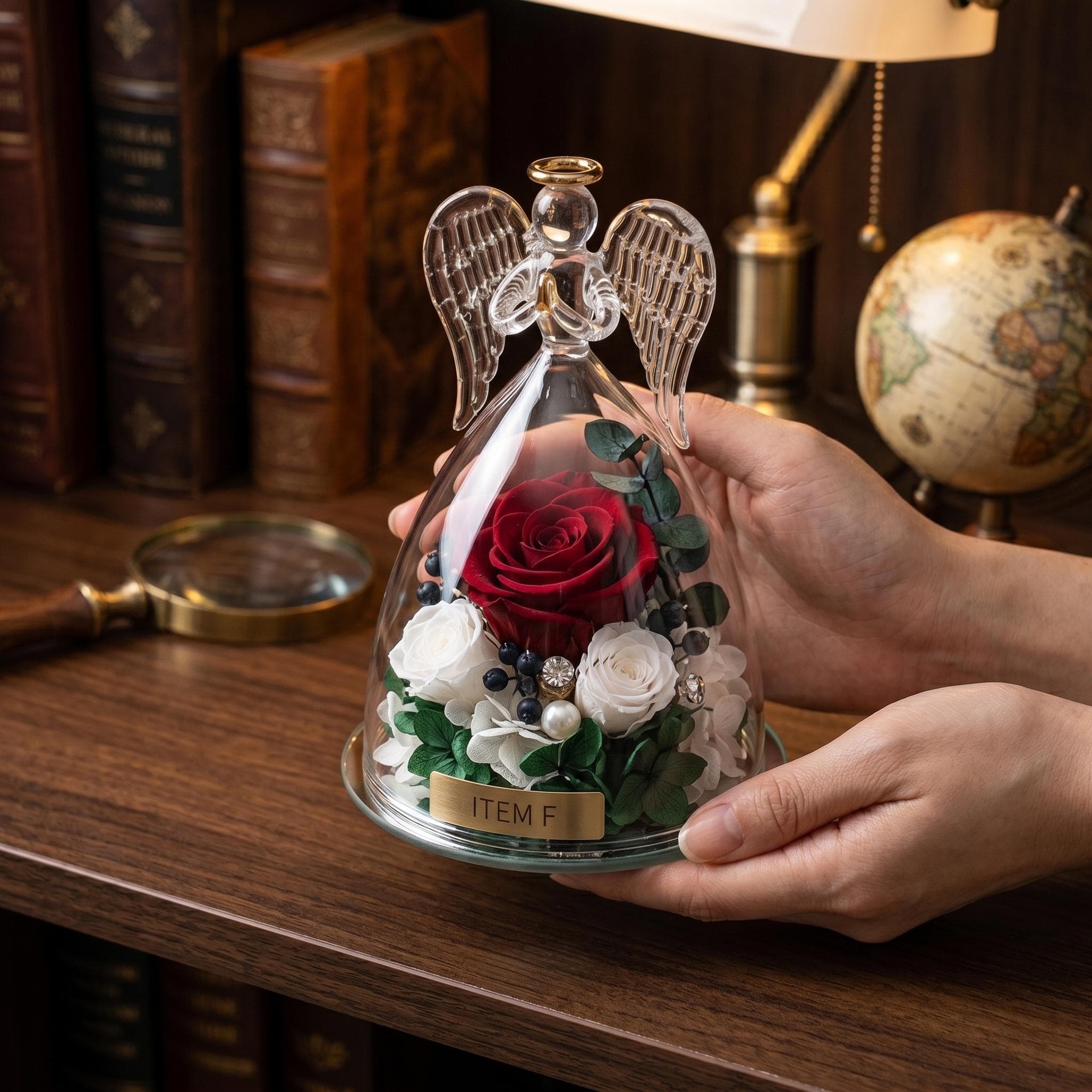 Personalized Angel Preserved Flower Gift, Eternal Rose Glass Angel Figurine, Custom Name Gift for Mom Mothers Day Gift Birthday Gift for Her - image 3