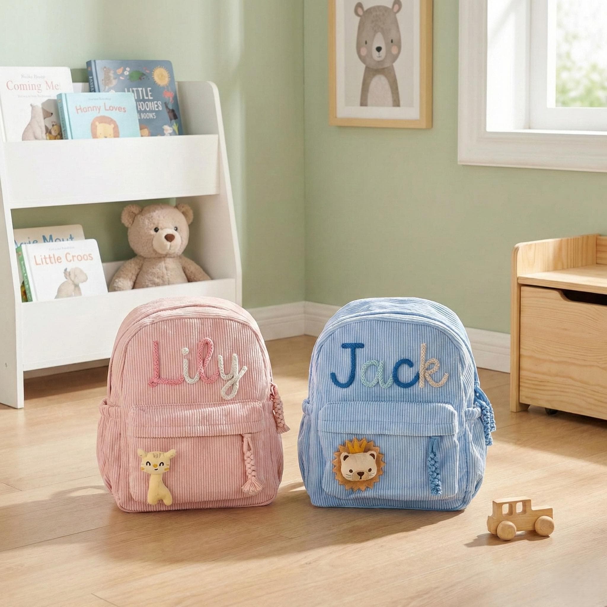 Personalized Toddler Backpack with Name, Kids Corduroy Backpack for Preschool and Daycare, Custom Baby Gift for Boys and Girls - image 3