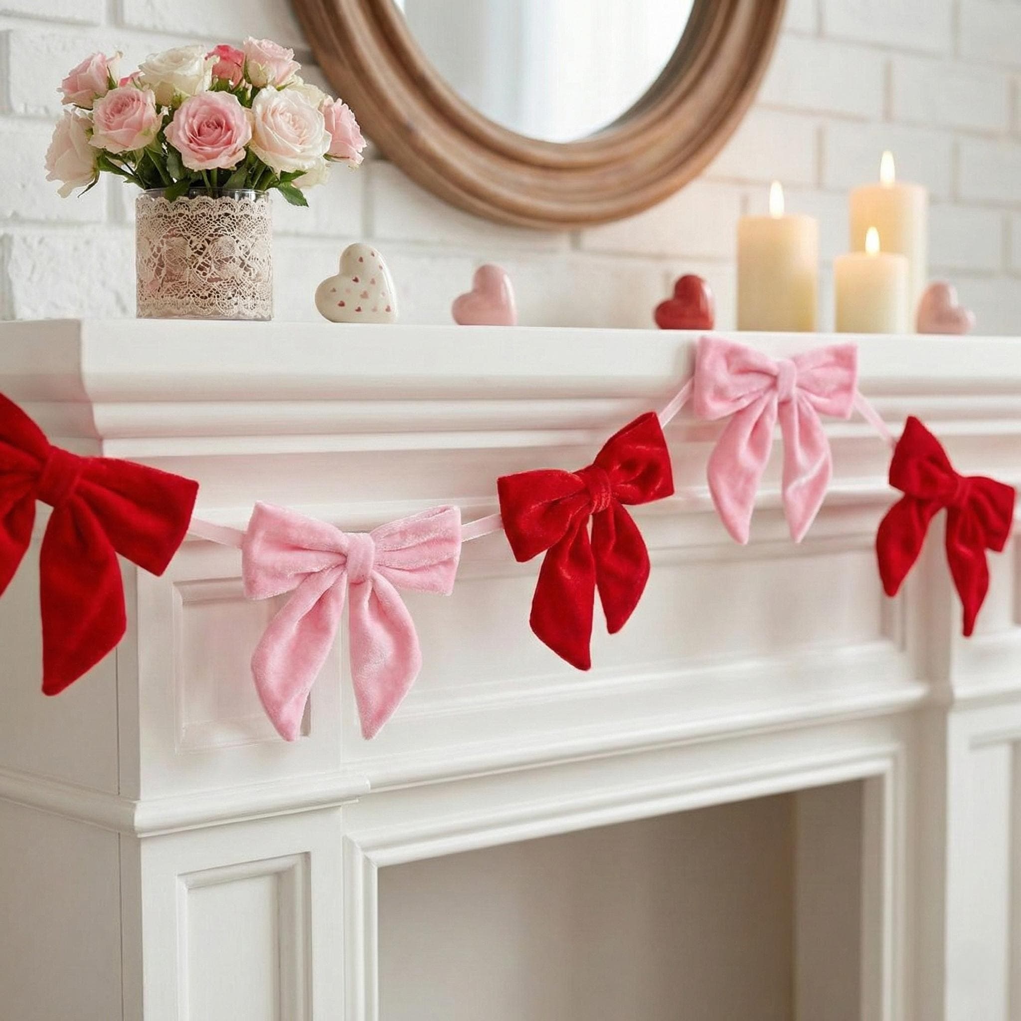 Valentine Garland for fireplace Decor, Romantic Mantel Banner, Heart Garland for Home Decoration - image 5