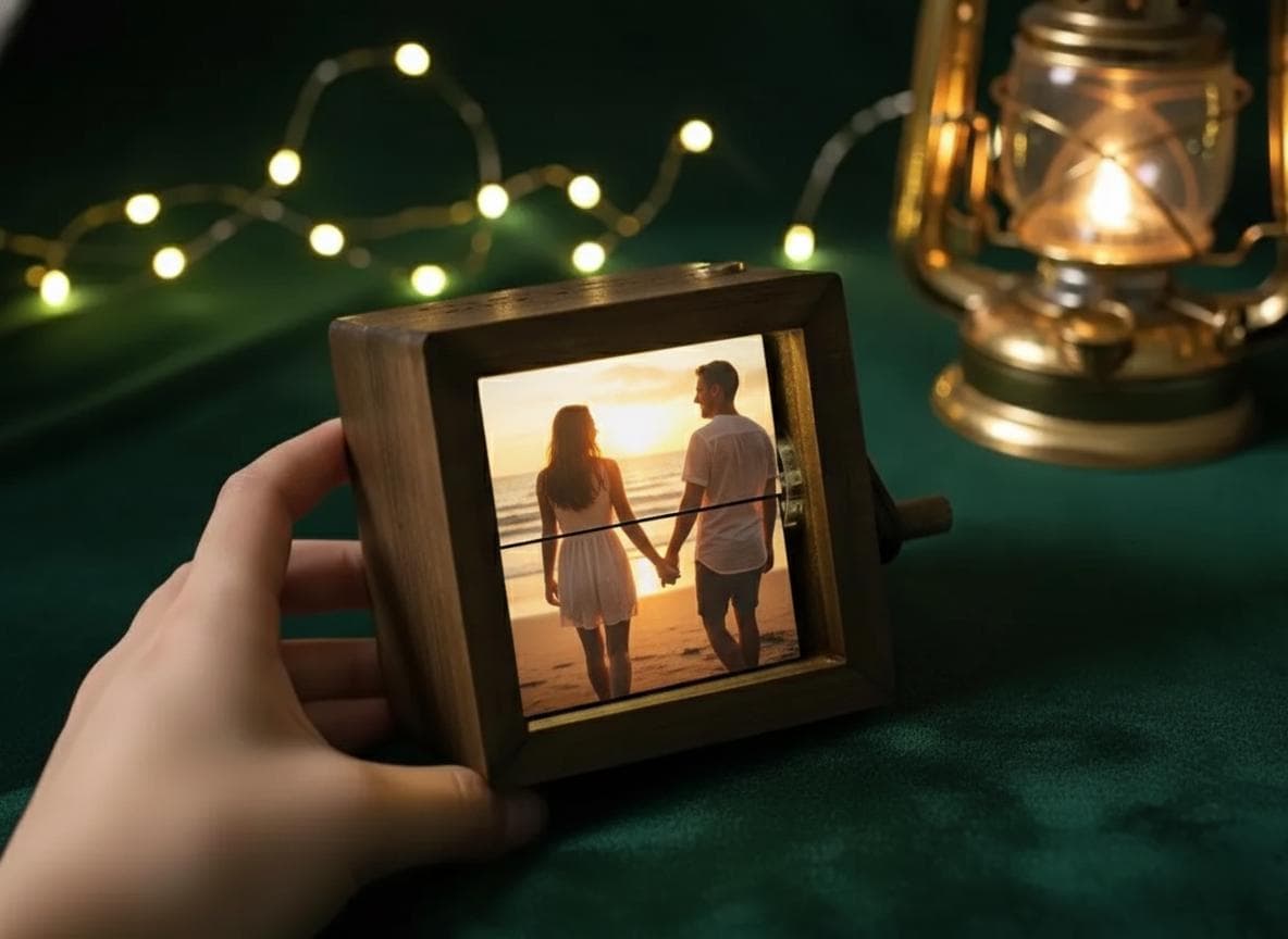 Personalized Photo Flipbook Box, Custom Wooden Animation Crank Box - image 3