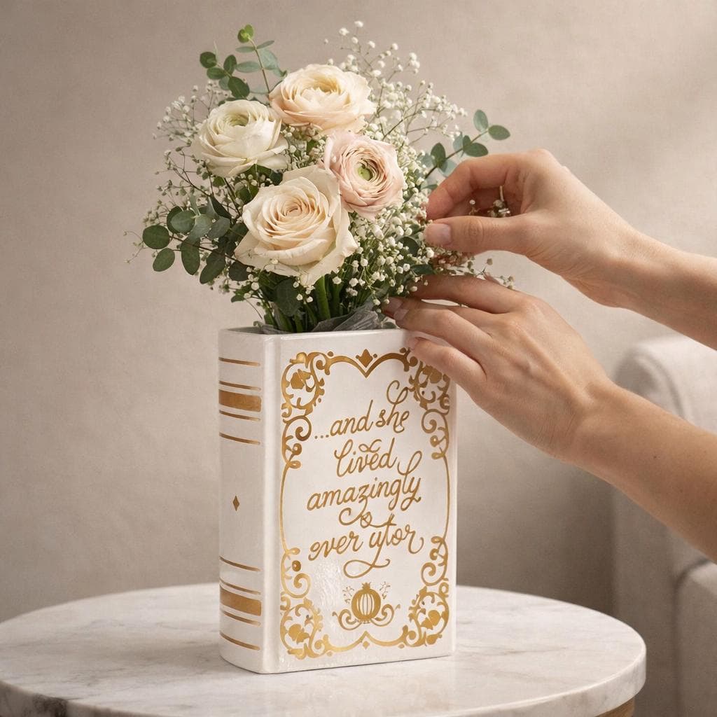 Book Vase Decorative Flower Vase, Literary Book Style Vase, Ceramic Home Decor, Book Lover Gift - image 3