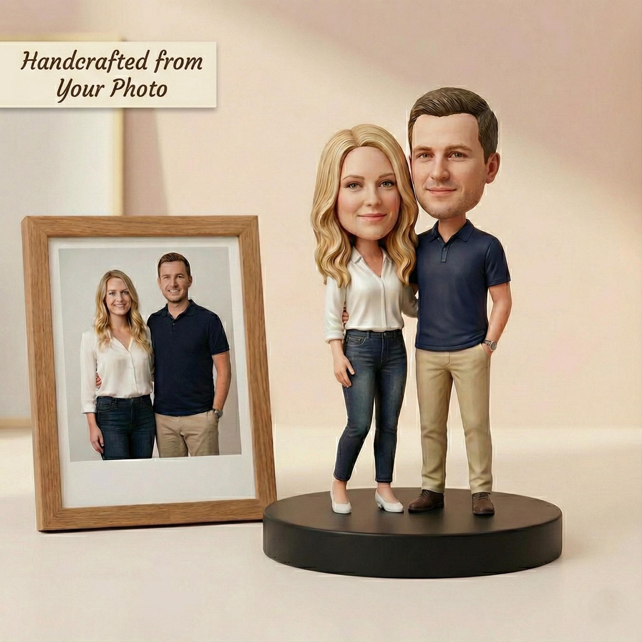 Custom Bobblehead from Photo, Handcrafted Personalized Figurine, Polymer Clay Couple Sculpture Gift