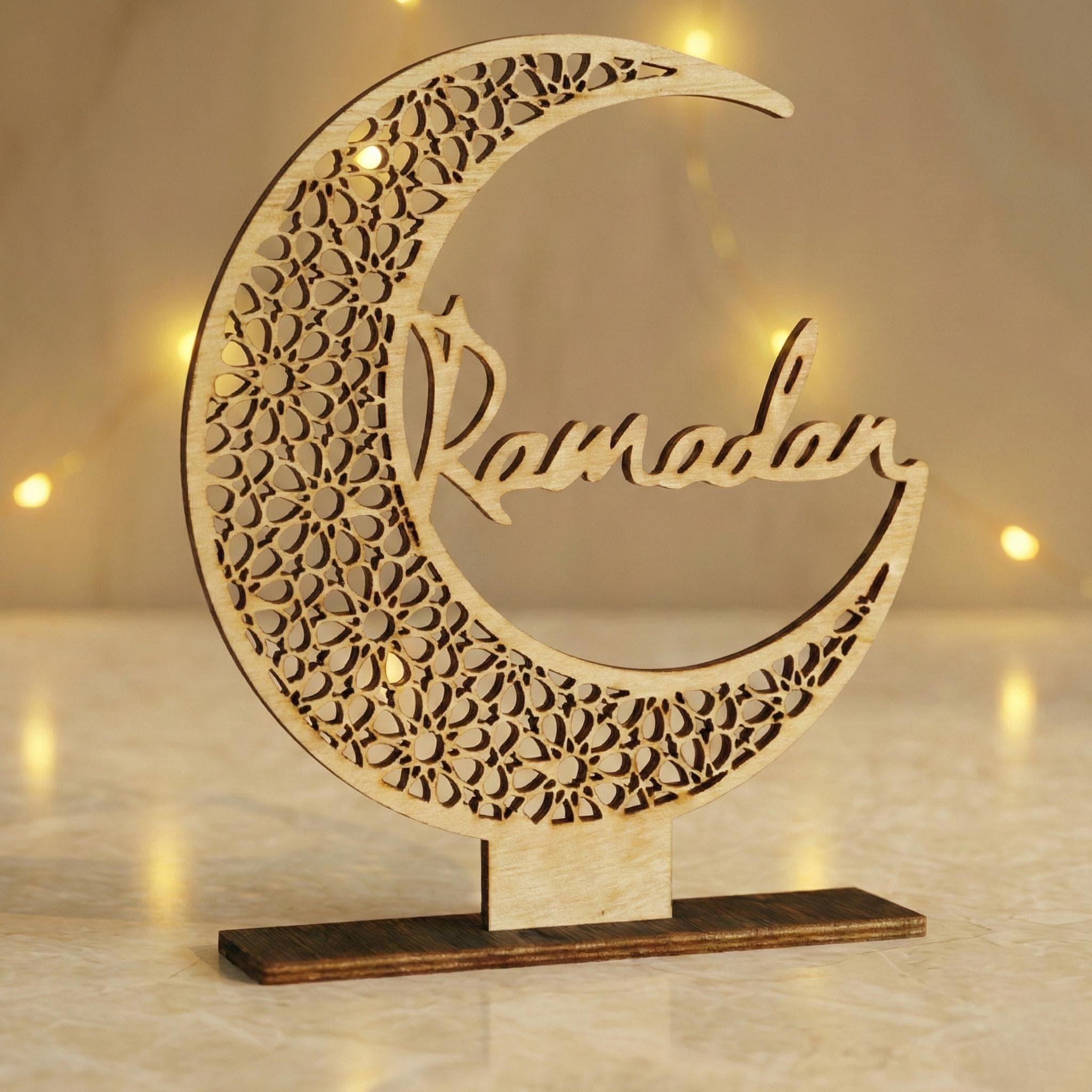 Wooden Ramadan Crescent Decor, Islamic Home Ornament - image 5
