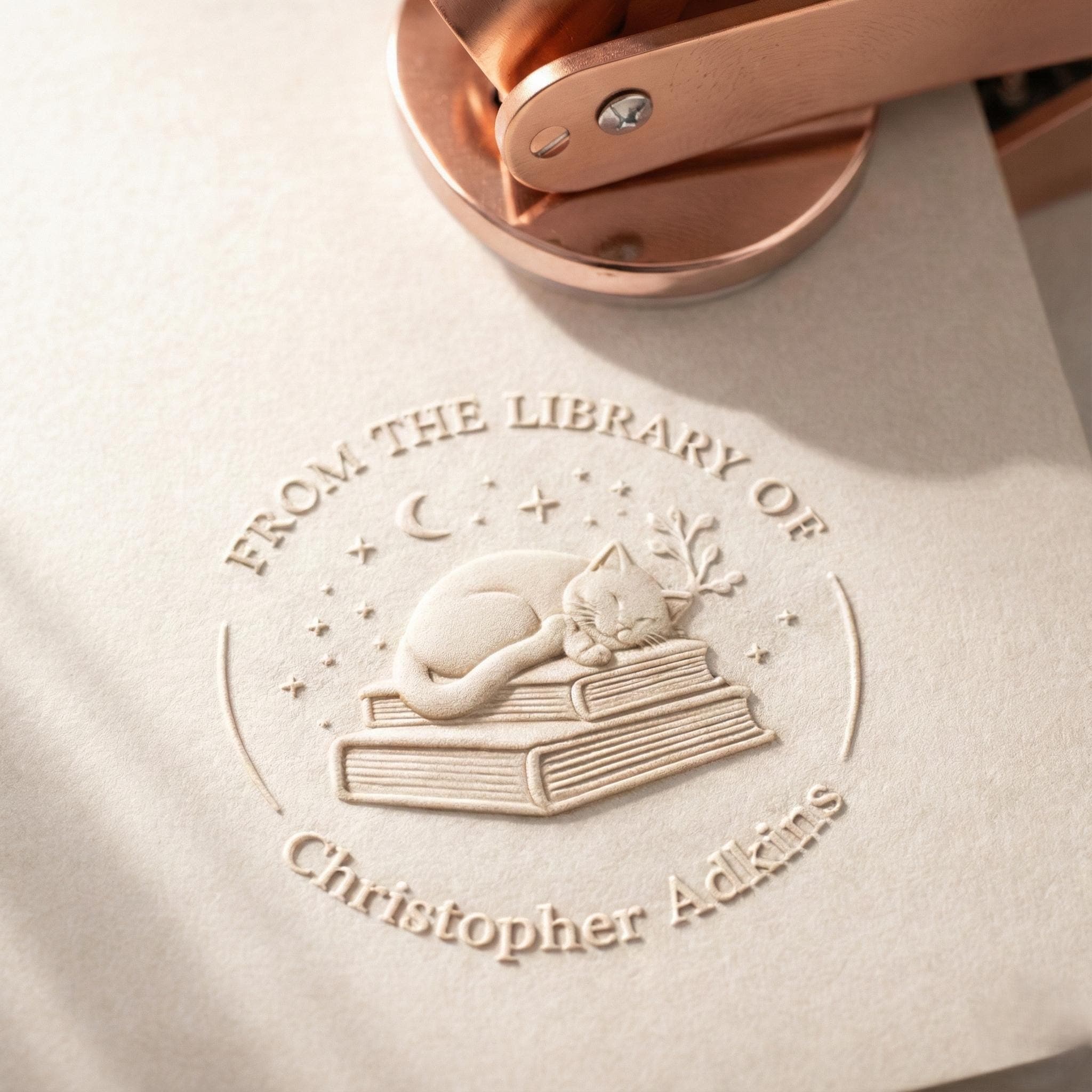 Personalized Book Embosser Stamp with Name, Custom Ex Libris Library Book Embosser, Book Lover Gift