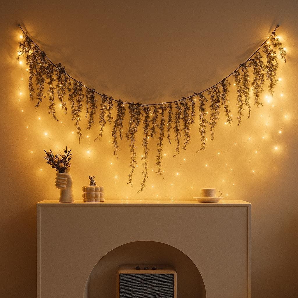 Plastic Felt Christmas Garland with Fairy Lights: Holiday Mantel Decor - image 4
