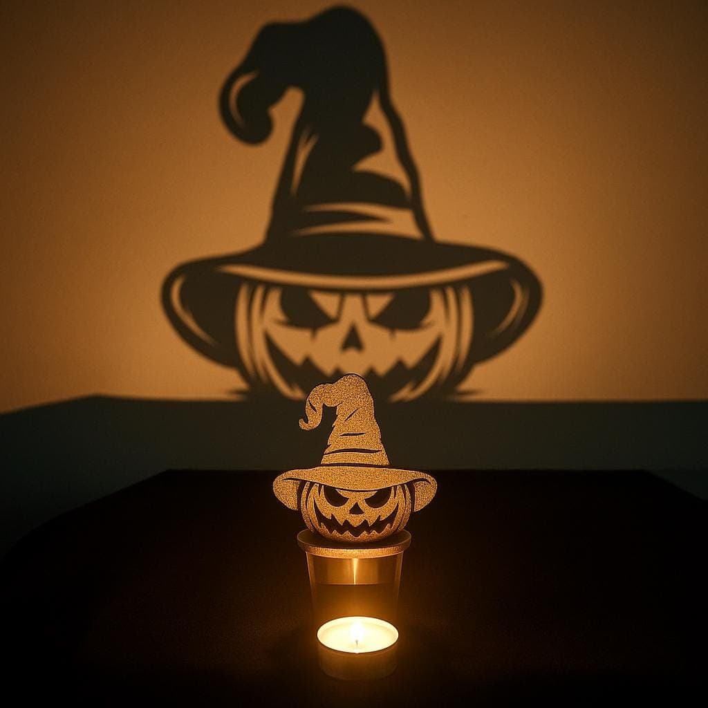 Pumpkin Shadow Lantern: Spooky Halloween Tealight Candle Holder