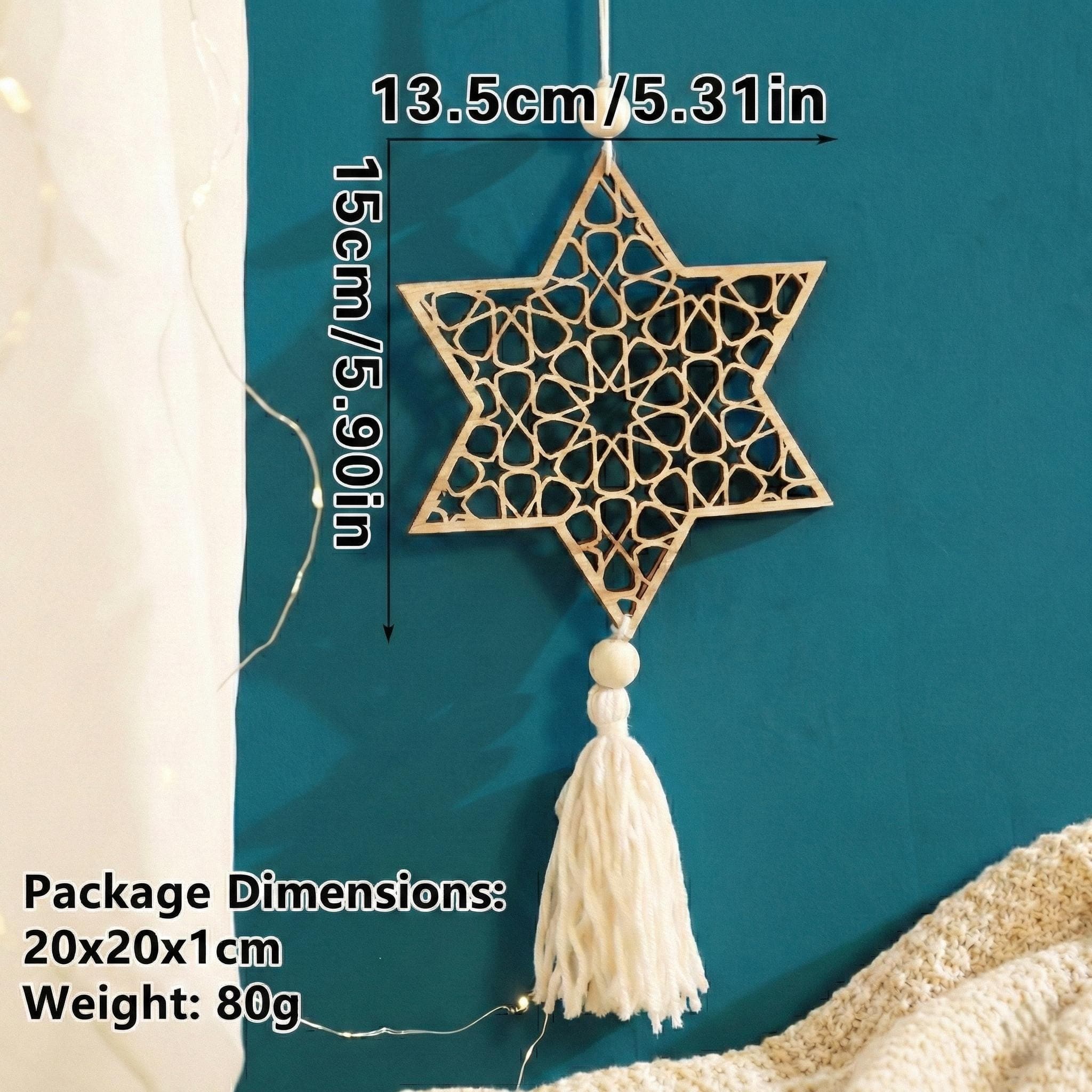 Ramadan Decor Hanging, Wooden Ramadan Moon Star Ornaments, Islamic Decoration for Home, Ramadan Gift Ramadan Home Decor - image 5