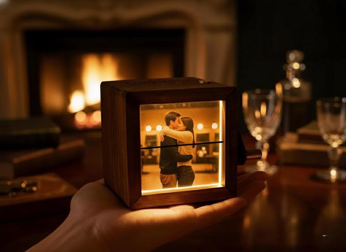 Wedding favours Personalized Photo Flipbook Box, Custom Wooden Animation Crank Box - image 3