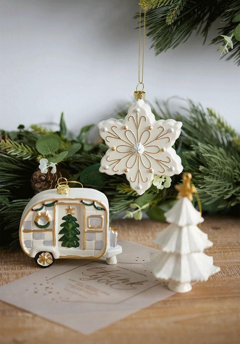 Elegant White & Gold Christmas Ornaments Set Xmas Tree Decor Holiday Hanging Decorations for Home - image 3