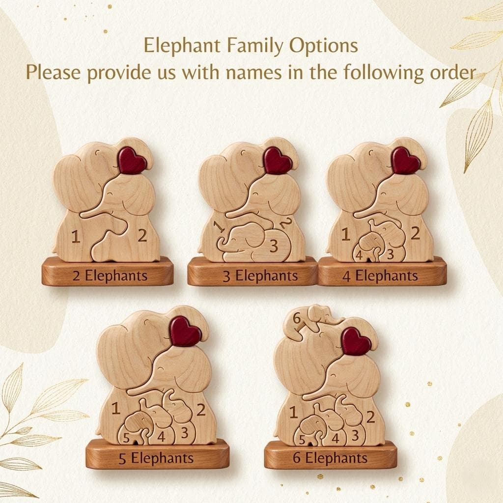 First Mothers Day Gift New Mom, Personalized Elephant Family Puzzle Wood, Custom Family Names Keepsake, Mama Baby Elephant Gift - image 5
