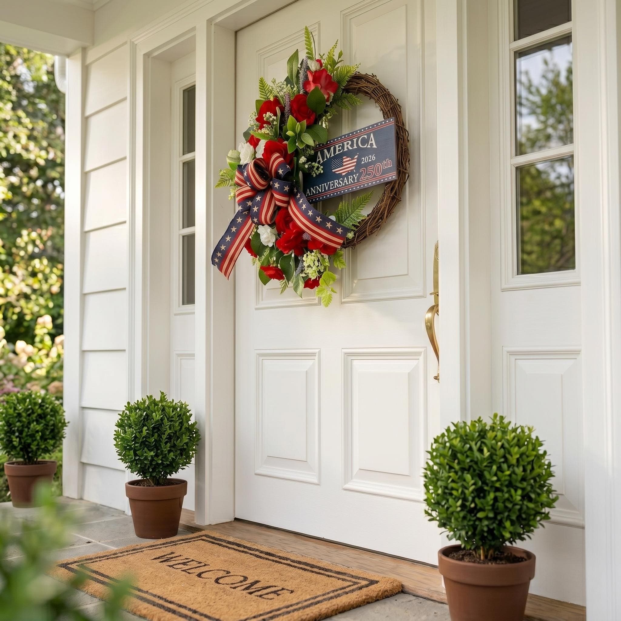 Patriotic Wreath for Front Door, USA Independence Day Wreath, 4th of July Wreath Decor, American Flag Door Hanger, America 250 Decor 2026 - image 3