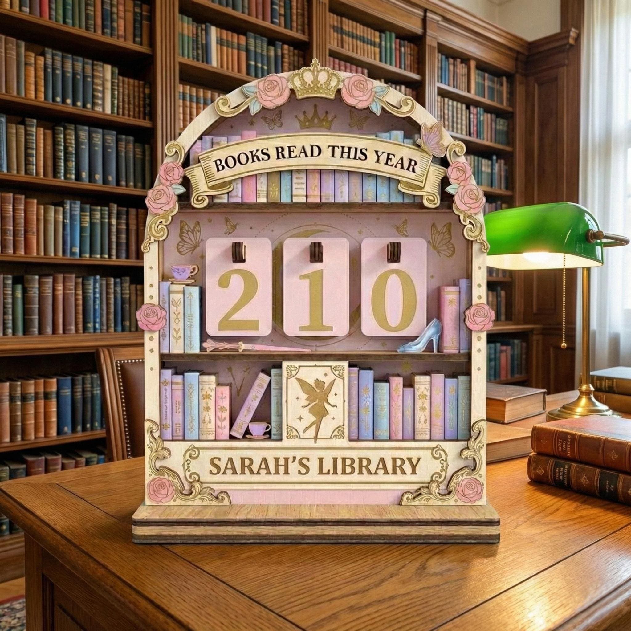 Personalized Book Counter Sign, Books Read This Year Tracker, Wooden Book Tracker for Library Decor & Book Lovers - image 3