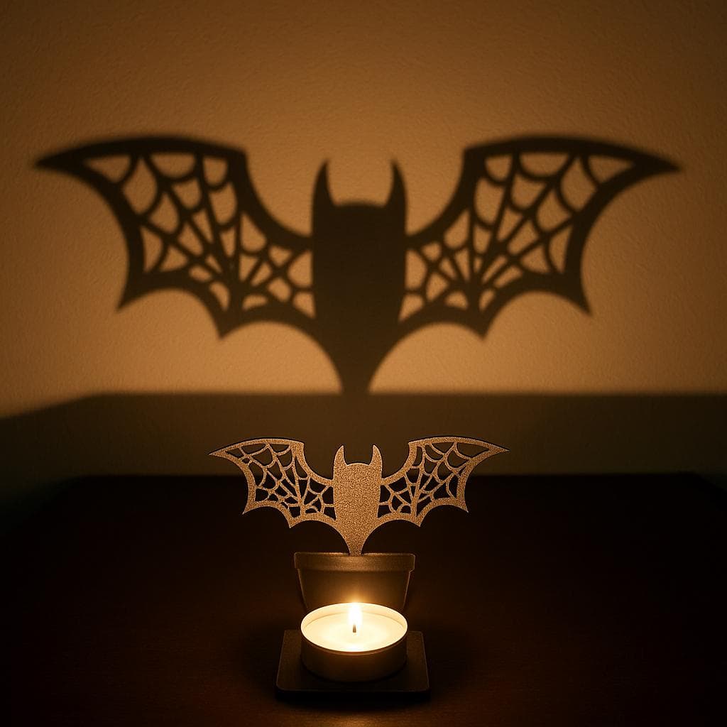 Bat Shadow Lantern: Spooky Halloween Tealight Candle Holder