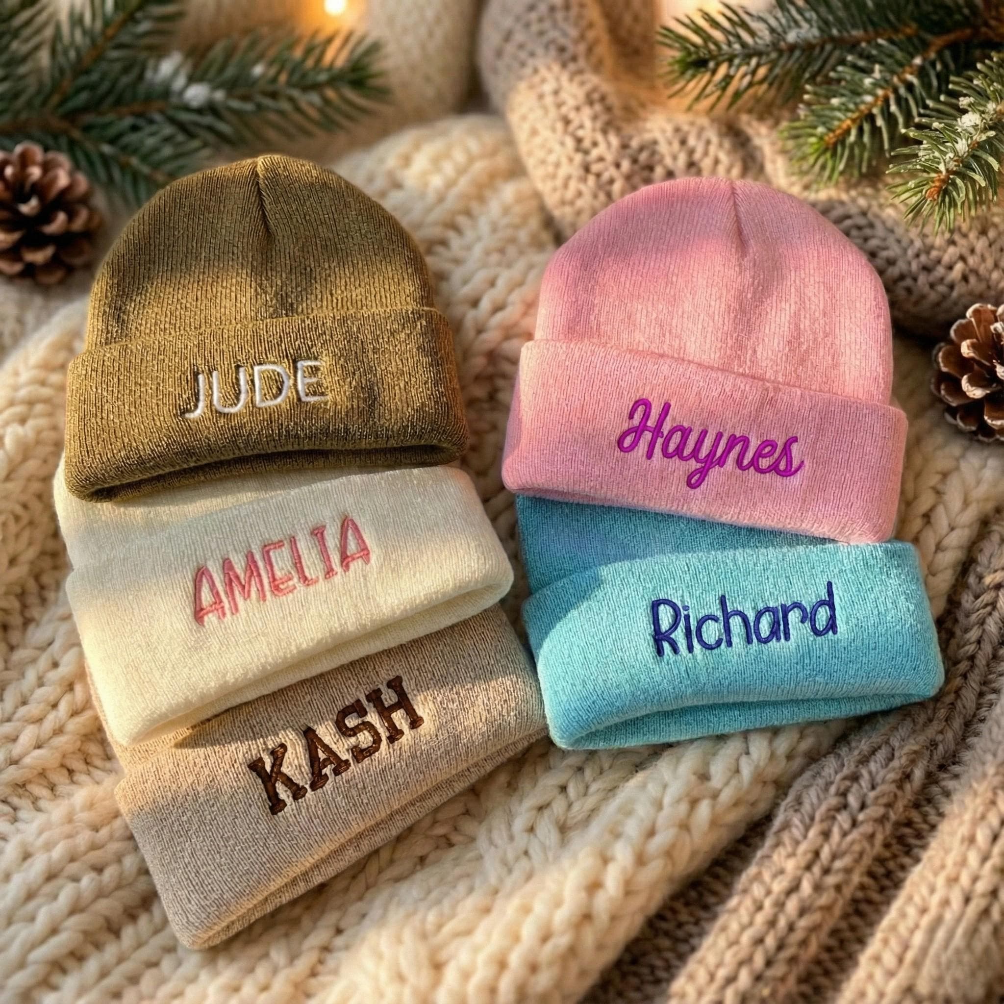 Custom Name Beanie, Personalized Embroidered Knit Hat, Cozy Winter Beanie - image 3