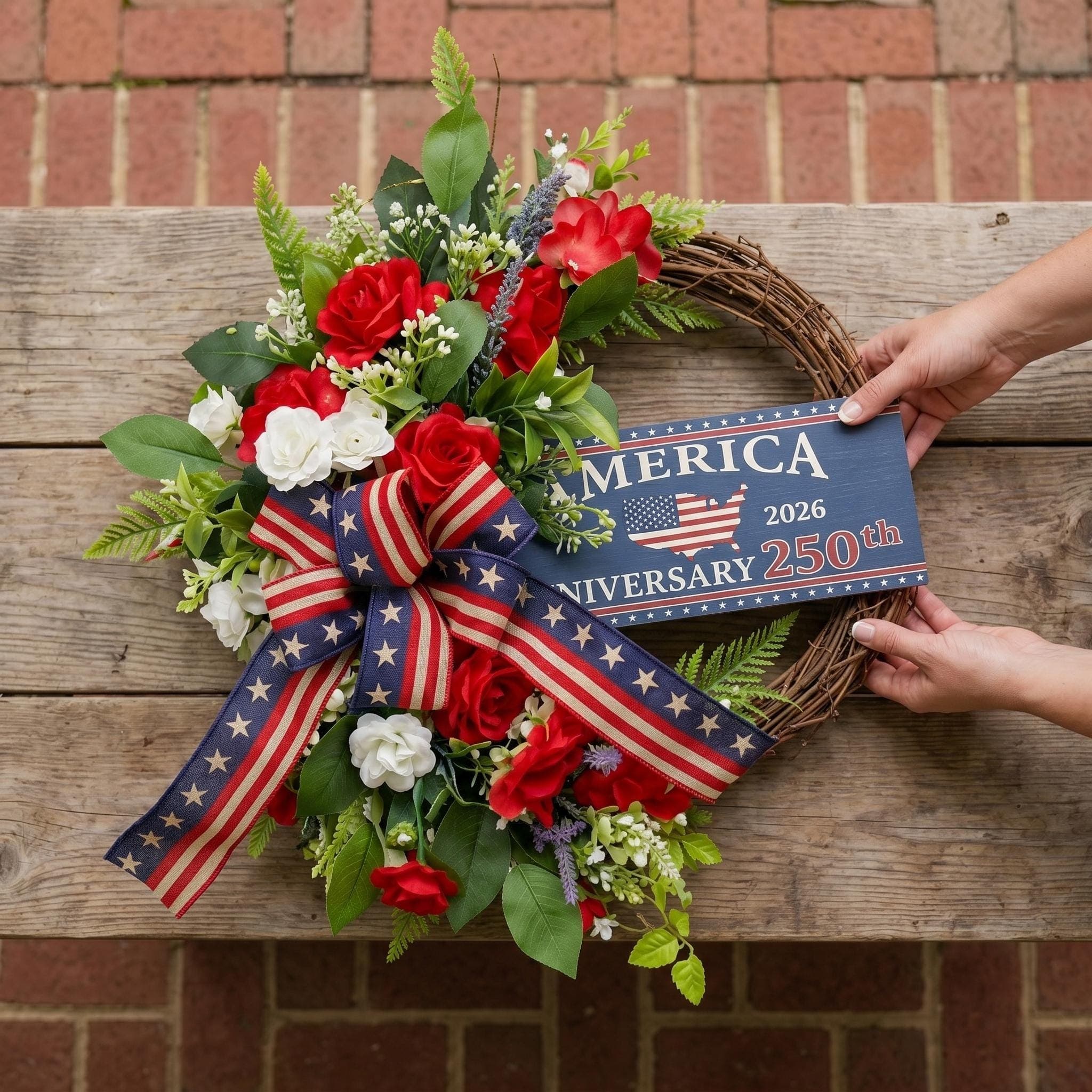 Patriotic Wreath for Front Door, USA Independence Day Wreath, 4th of July Wreath Decor, American Flag Door Hanger, America 250 Decor 2026 - image 4
