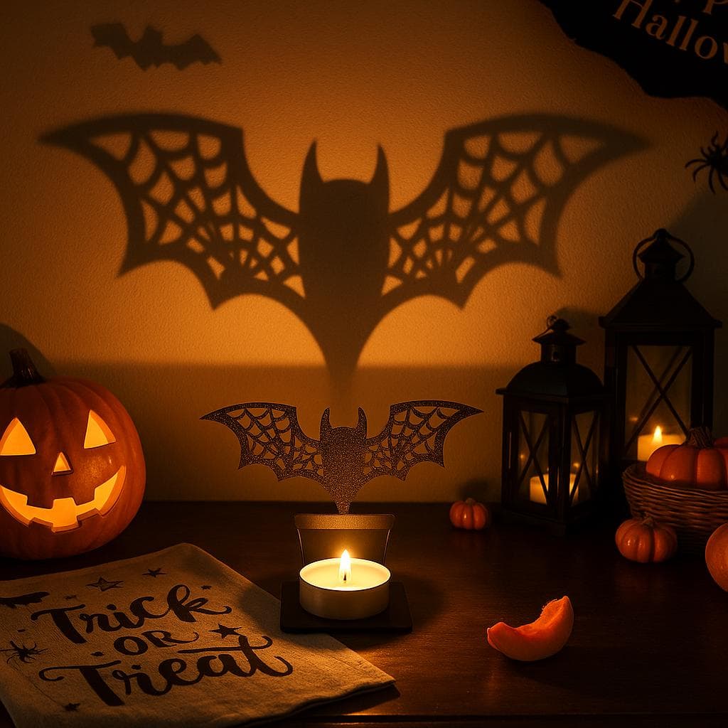 Bat Shadow Lantern: Spooky Halloween Tealight Candle Holder - image 5