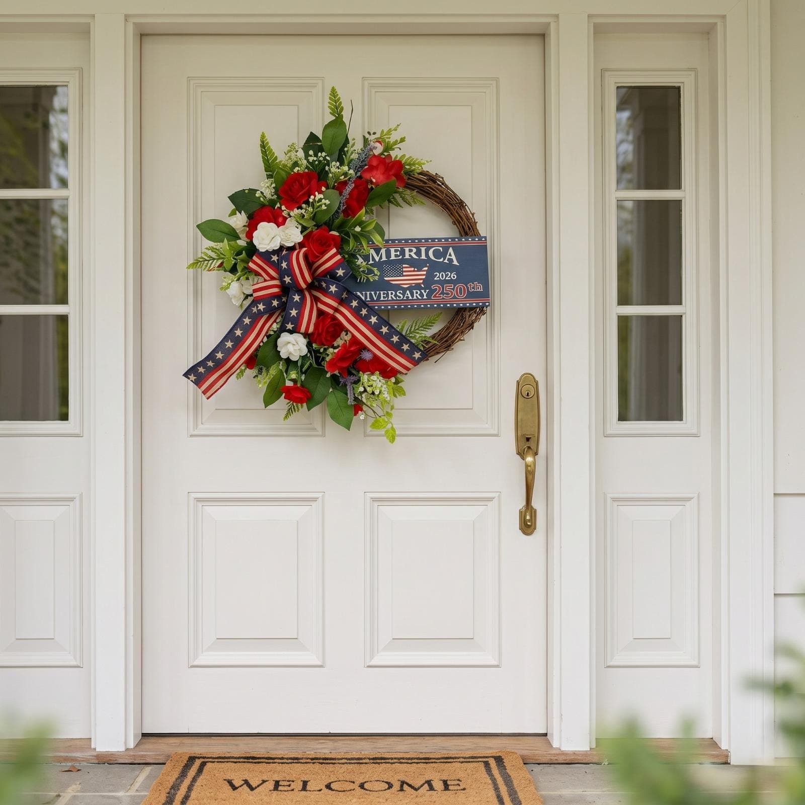 Patriotic Wreath for Front Door, USA Independence Day Wreath, 4th of July Wreath Decor, American Flag Door Hanger, America 250 Decor 2026 - image 5