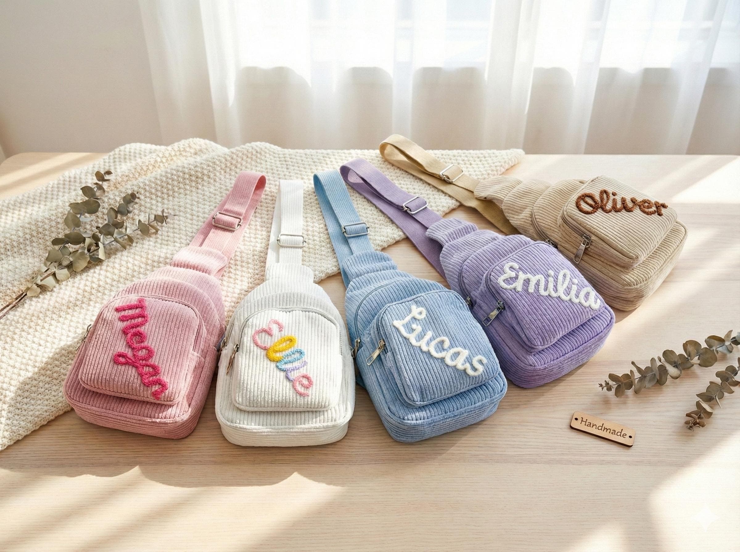 Custom Name Toddler Purse, Corduroy Crossbody, Personalized Kids Mini Sling Bags for Christmas Gift