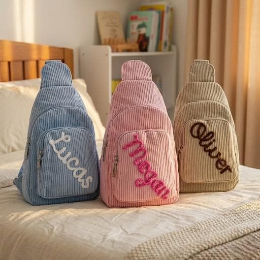 Custom Name Toddler Purse, Corduroy Crossbody, Personalized Kids Mini Sling Bags for Christmas Gift - image 3